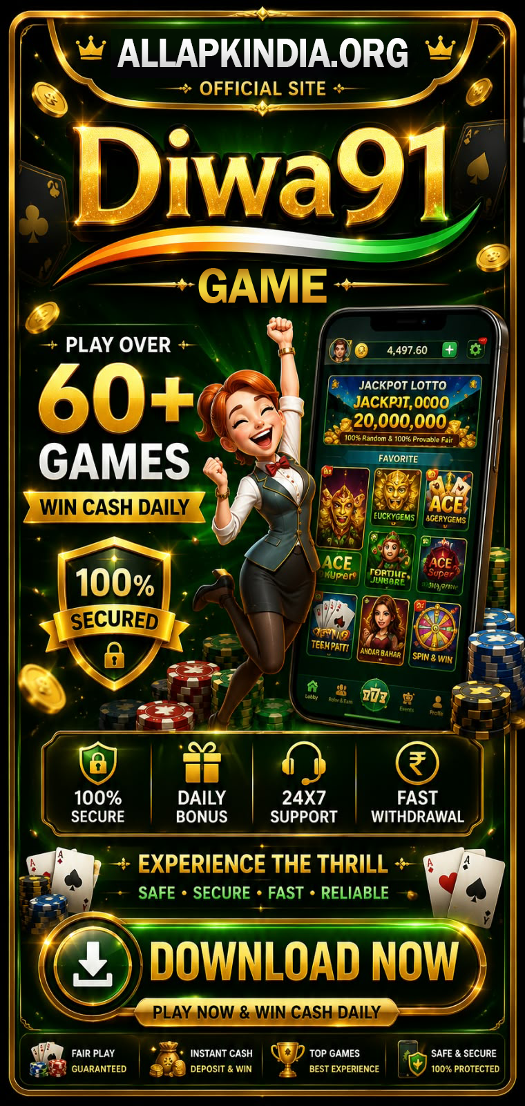 Diwa 91 app banner shown before the India-focused game details