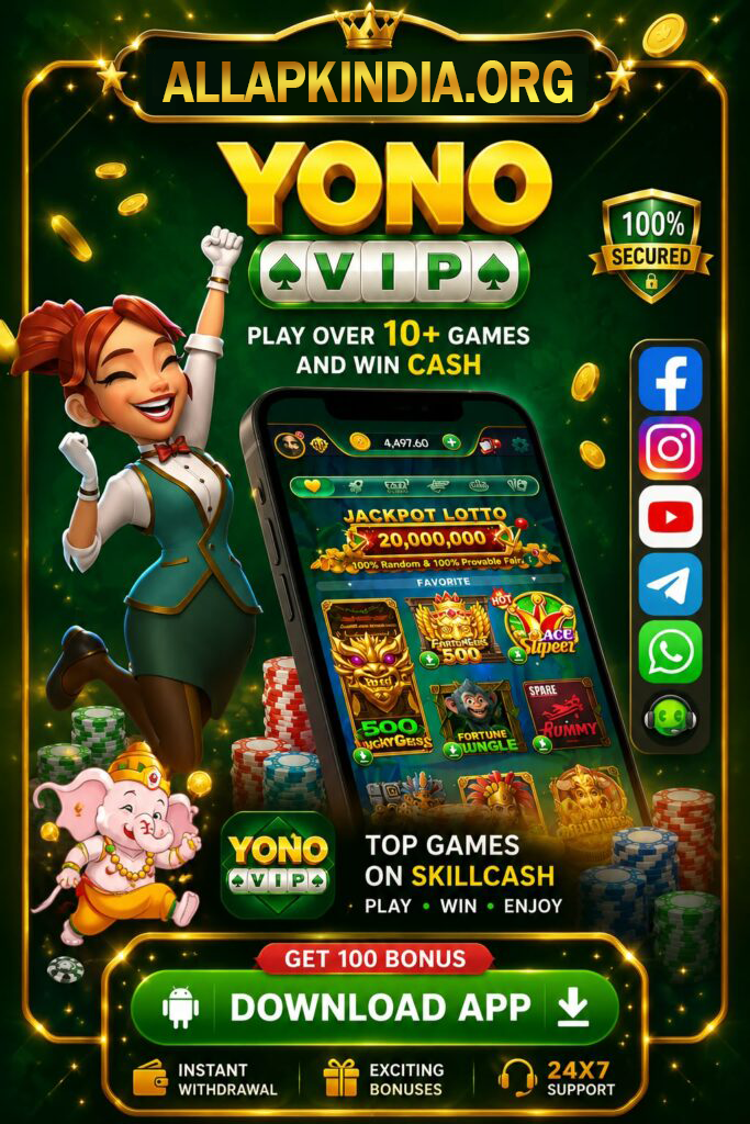 Yono VIP mobile banner used with download and account setup information