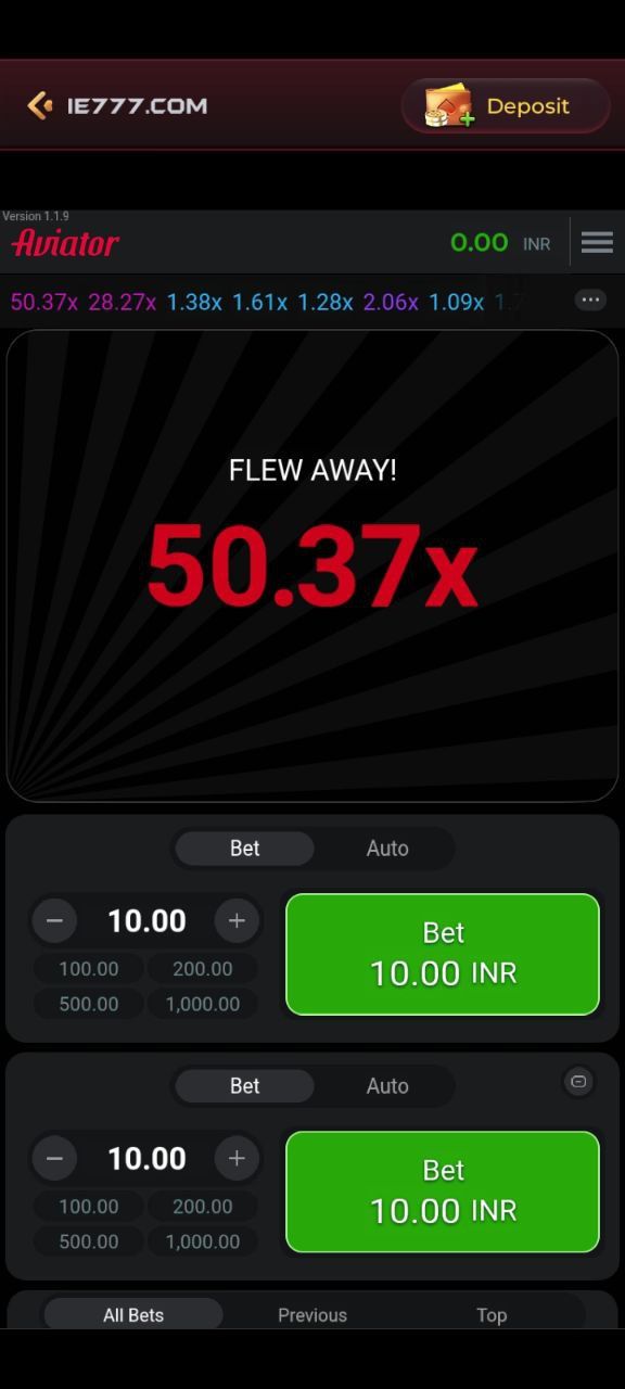 IE777 Game mobile game interface example for Indian Android users
